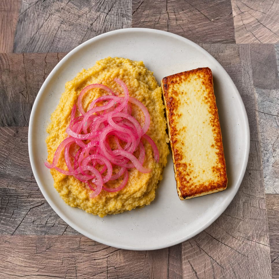 Mangu With Fried Dominican Cheese.