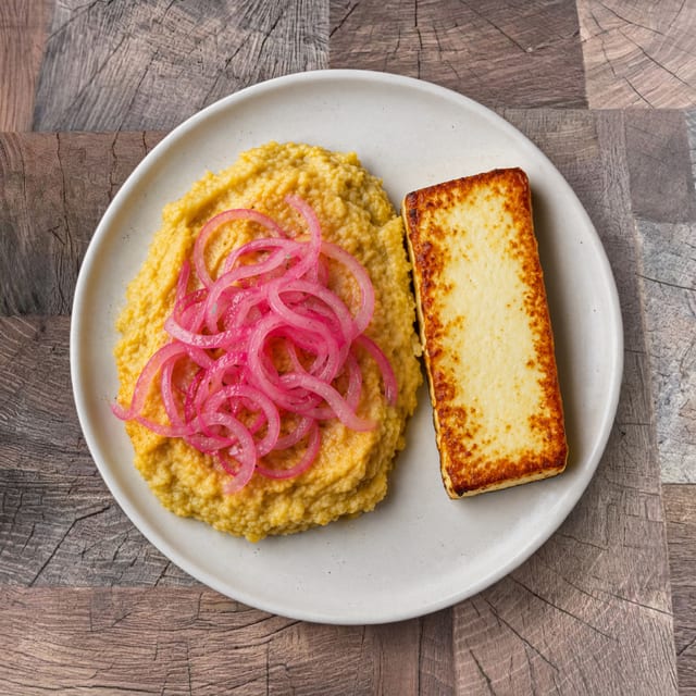 Mangu With Fried Dominican Cheese.