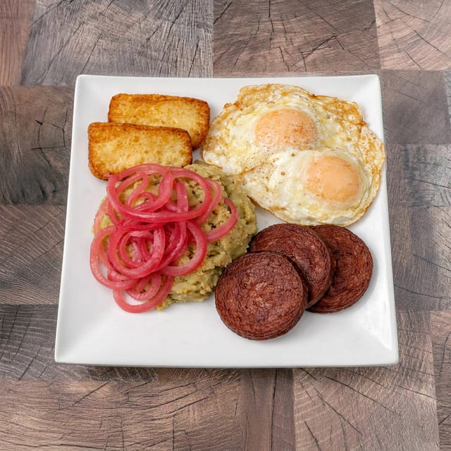 Mangu With Fried Dominican Cheese, Salami & Egg Any Style.