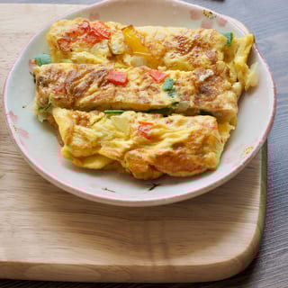Onion and Peppers Omelette Breakfast